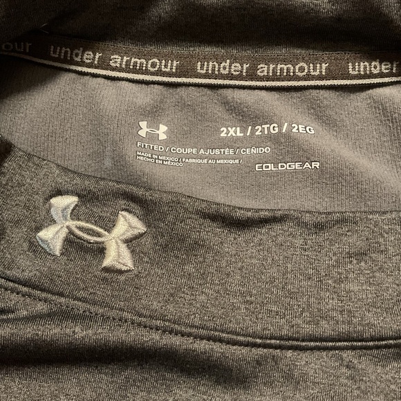 Under Armour Men’s Fitted ColdGear Mock T-shirt Gray Long Sleeve - Picture 7 of 9
